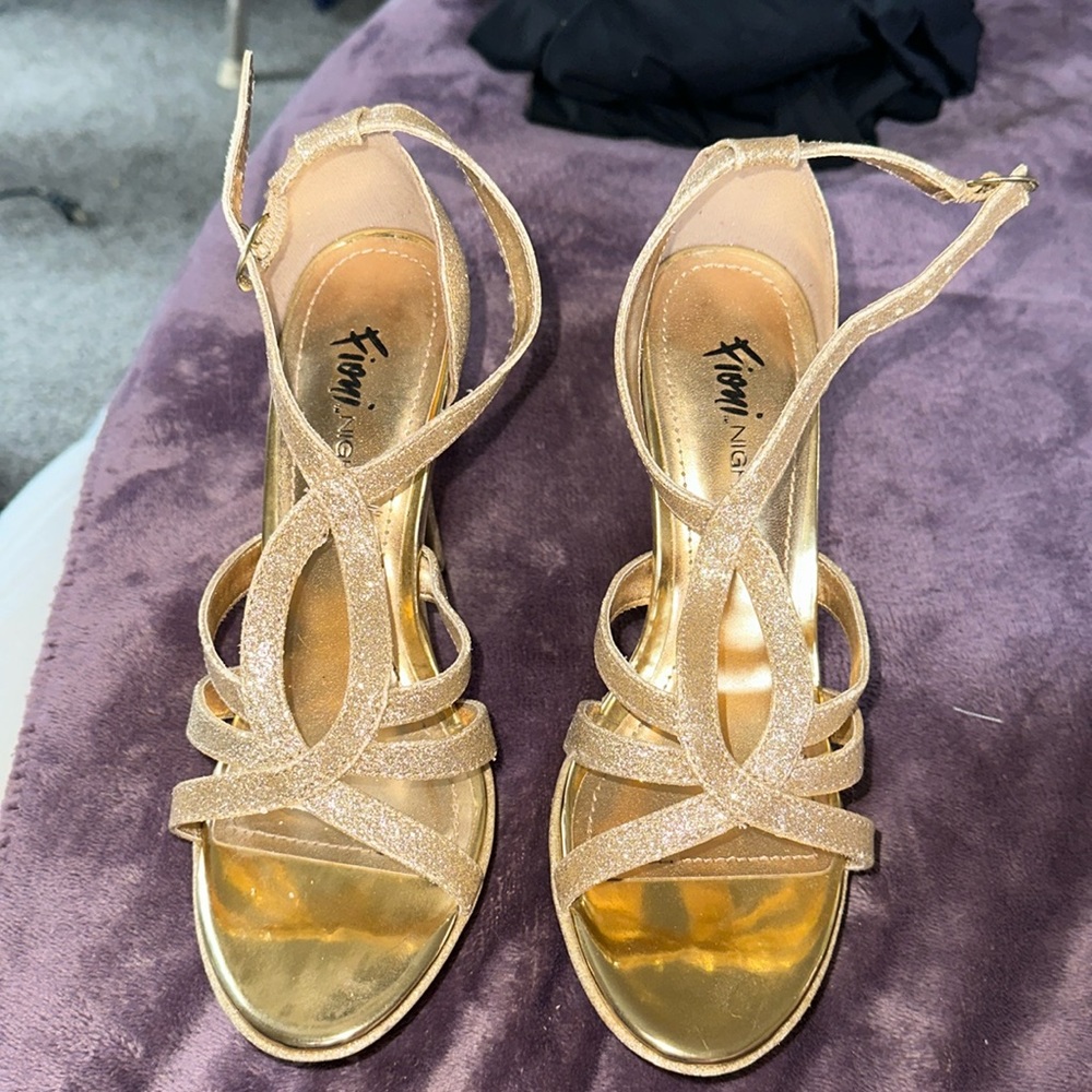 Sparkly gold high heels